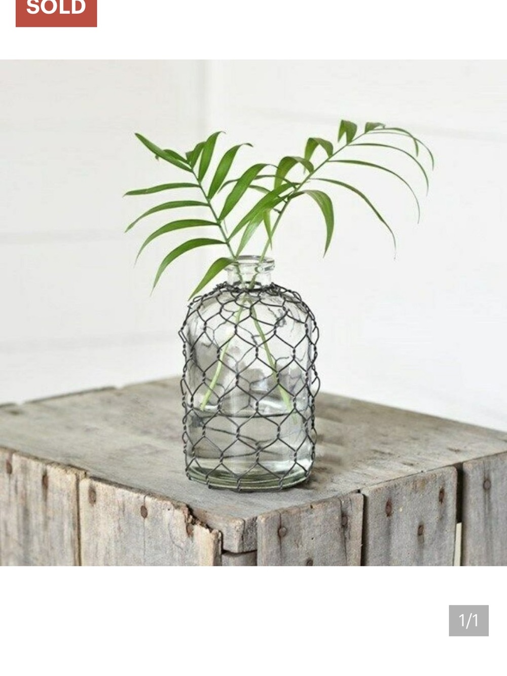 Wire Mesh Bottle Vase Glass Clear Black Wire Rustic Round